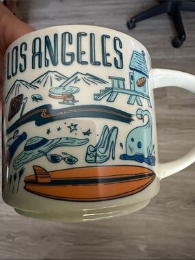 Starbucks “Been There” Los Angeles Ceramic Mug - Teal & Orange Graphics